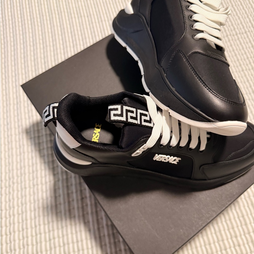 Versace Men's Black and White Sneakers